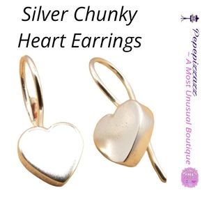 VINTAGE CHUNKY HEART EARRINGS STERLING SILVER 925/COPPER